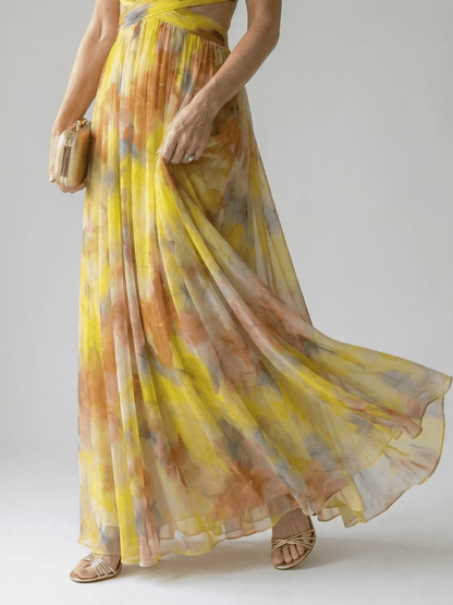 Pandora | Vestido largo cruzado fluido - VENZA BARCELONA