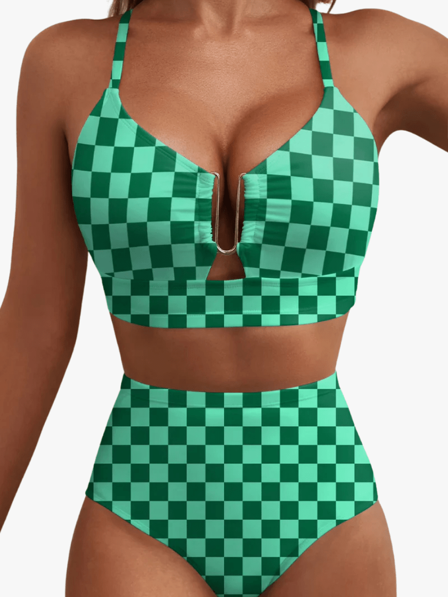 Riviera - Bikini Elegante Con Talle Alto Floral - VENZA BARCELONA