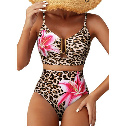 Riviera - Bikini Elegante Con Talle Alto Floral - VENZA BARCELONA