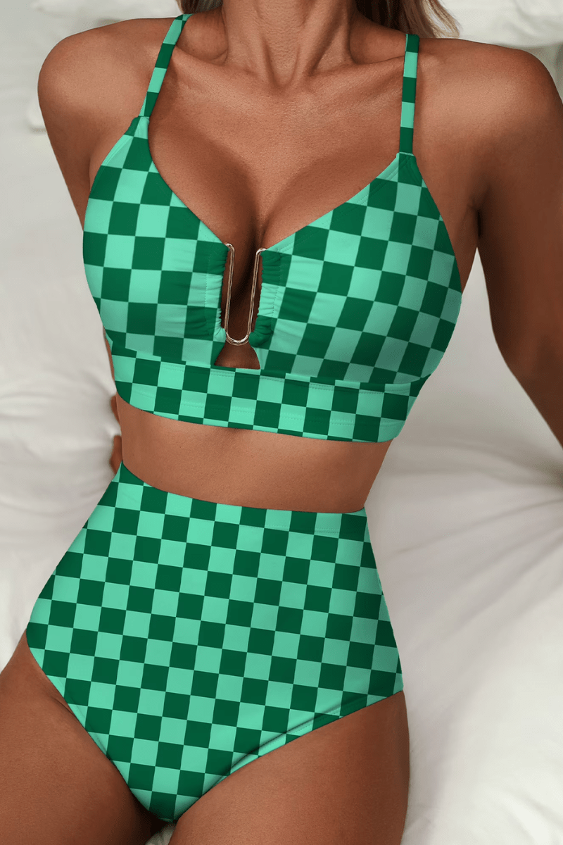 Riviera - Bikini Elegante Con Talle Alto Floral - VENZA BARCELONA