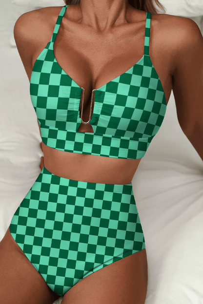 Riviera - Bikini Elegante Con Talle Alto Floral - VENZA BARCELONA