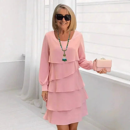 Romina – Vestido elegante fluido con volantes - VENZA BARCELONA
