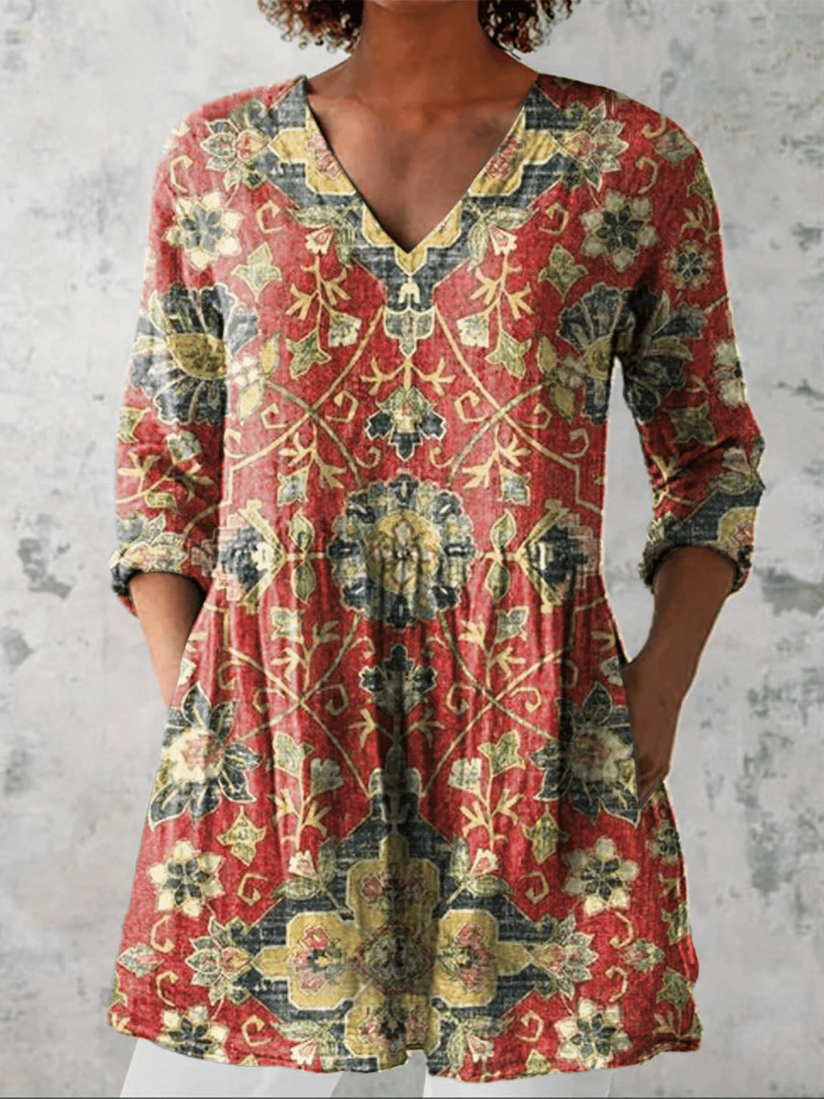 Roselina - Blusa Fluida Con Escote En V - VENZA BARCELONA