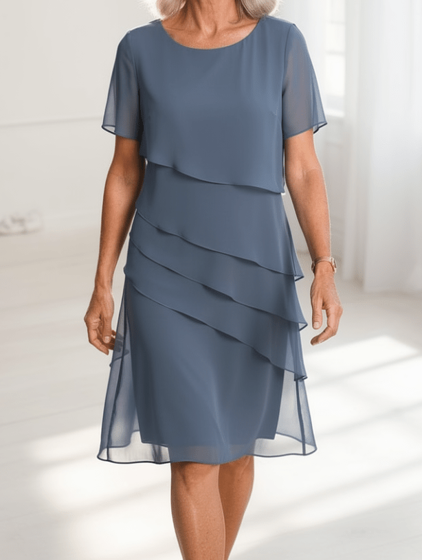 Sienna – Vestido elegante fluido con volantes - VENZA BARCELONA