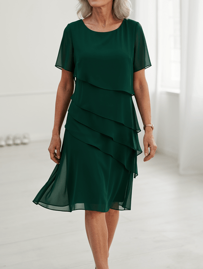 Sienna – Vestido elegante fluido con volantes - VENZA BARCELONA
