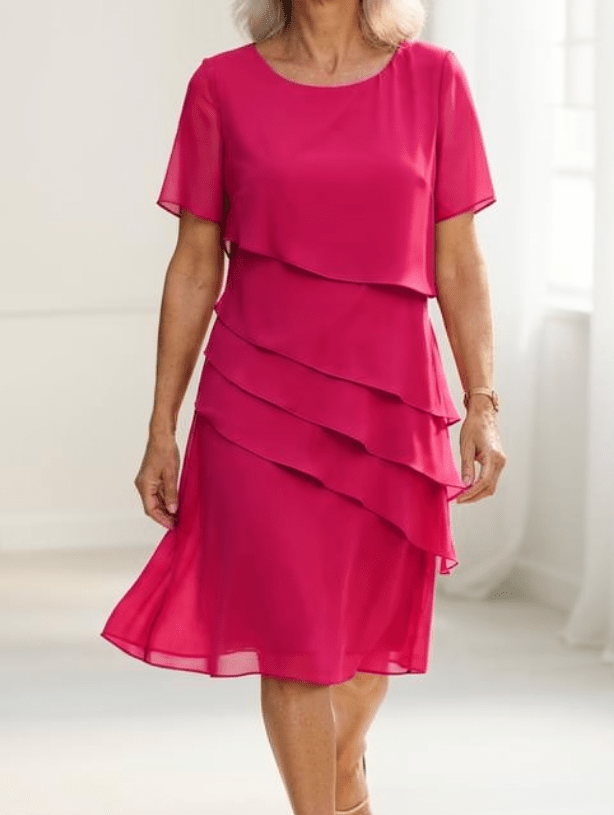 Sienna – Vestido elegante fluido con volantes - VENZA BARCELONA