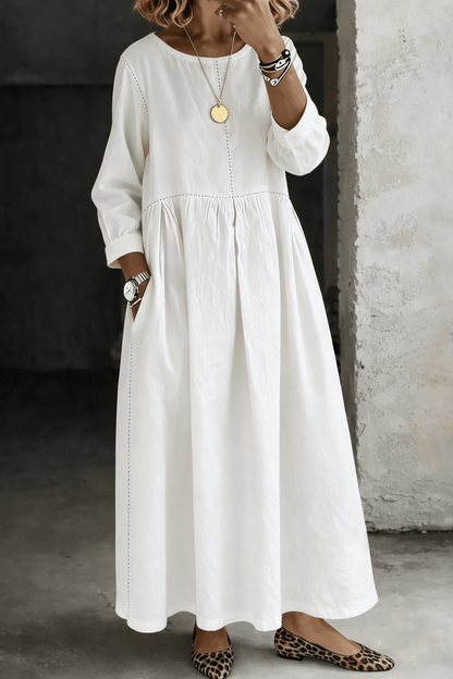 Stella | Vestido vaquero de manga larga y cuello redondo - VENZA BARCELONA