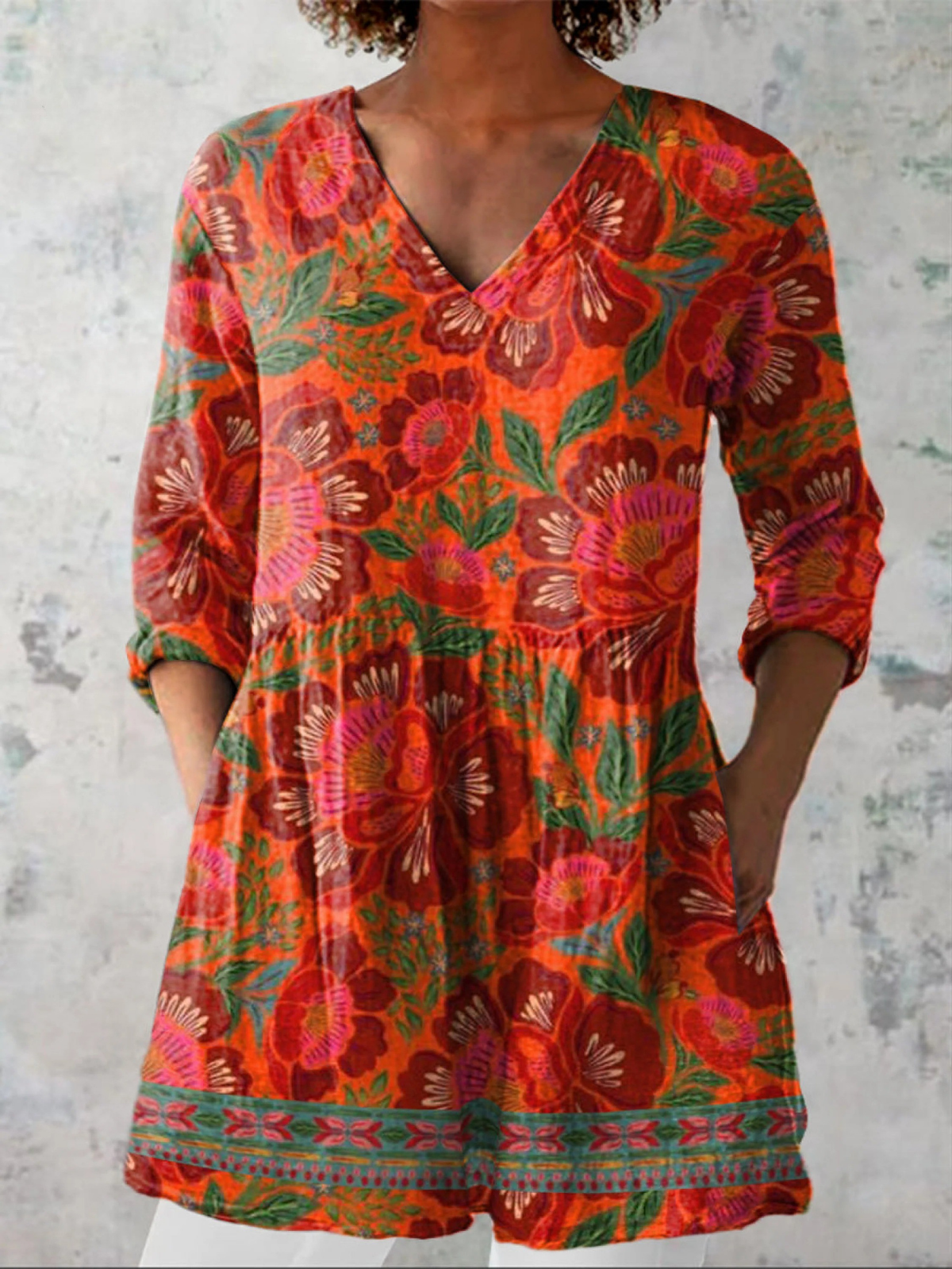 Verena - Blusa Fluida Con Escote En V - VENZA BARCELONA