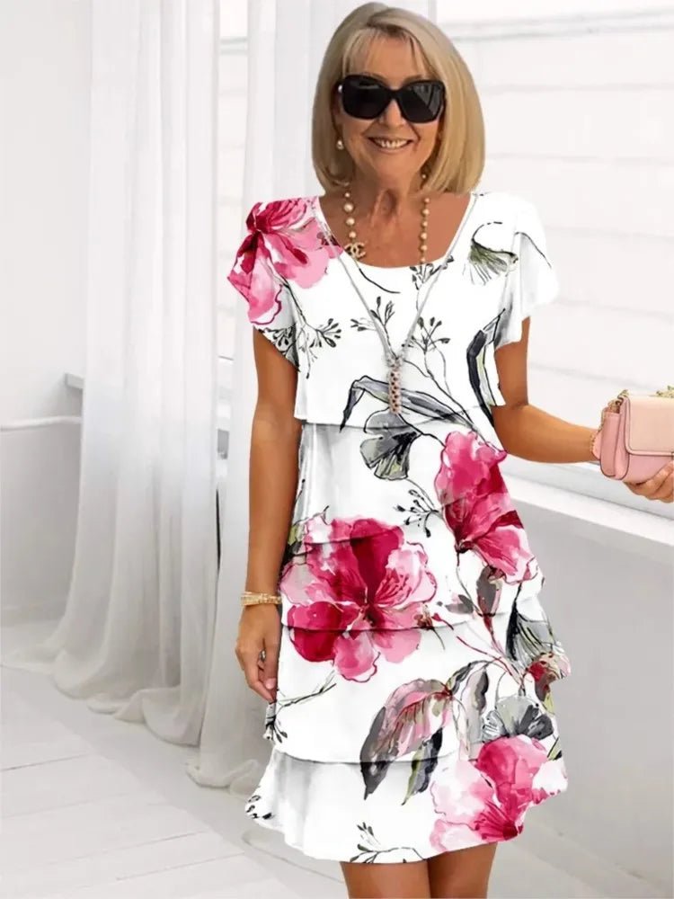 Vittoria – Vestido elegante fluido con volantes - VENZA BARCELONA
