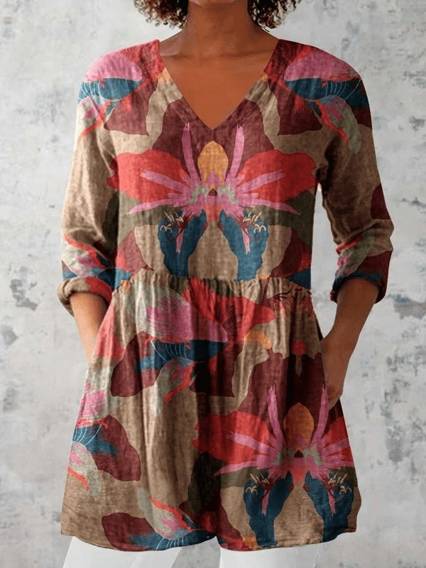 Yolanda - Blusa Fluida Con Escote En V - VENZA BARCELONA